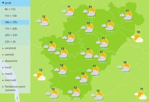 Rain and thunderstorm are forecast for the Charente 