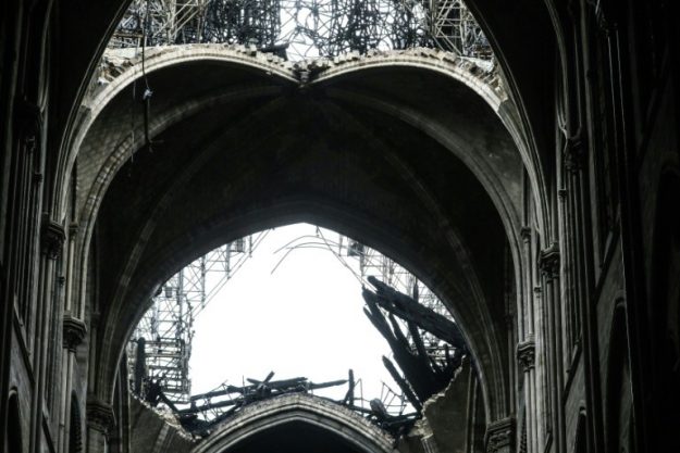 The vaults of the nave of Notre-Dame de Paris on April 16, 2019.