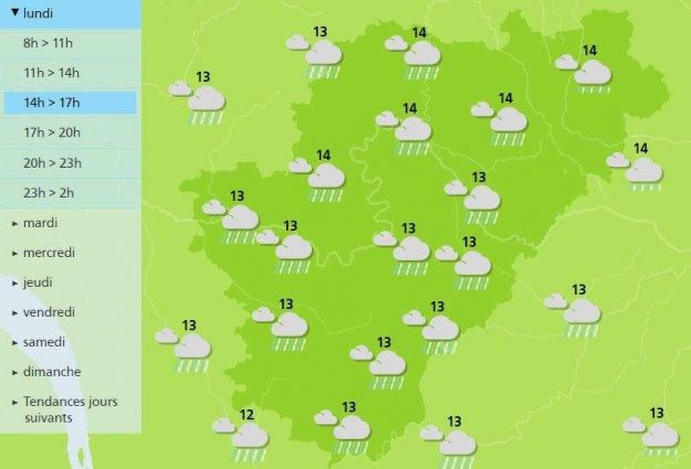 A wet afternoon is forecast for the Charente 