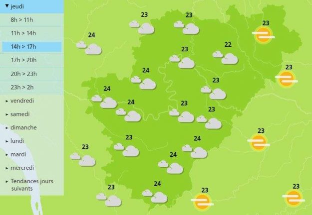 Afternoon forecast for the weather in Charente 