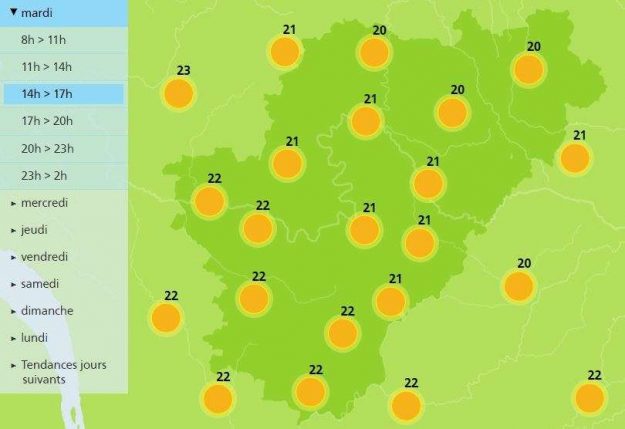 The afternoon forecast for the weather in Charente 