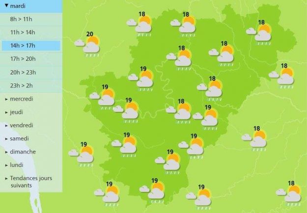 The afternoon forecast for the weather in Charente