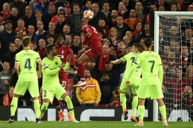 Georginio Wijnaldum scored Liverpool's third goal, a double, against Barça in the Champions League semifinal on May 7, 2019 in Anfield