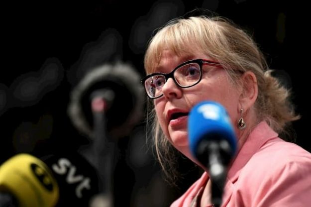 Deputy Prosecutor Eva-Marie Persson announces the reopening of the rape investigation in Sweden against Julian Assange at a press conference in Stockholm on May 13, 2019. 