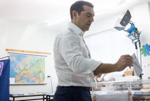 Greek Prime Minister Alexis Tsipras votes for European elections on May 26, 2019