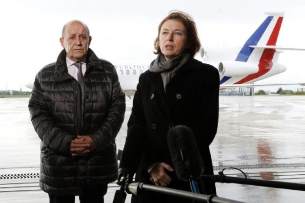 Jean-Yves Le Drian, Minister of Foreign Affairs, and Florence Parly, Minister of Defense, May 11, 2019 in Villacoublay.