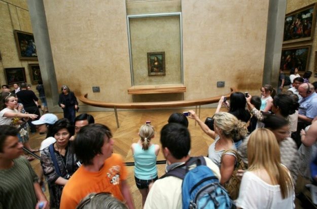 Leonardo da Vinci's Mona Lisa at the Louvre Museum in Paris 