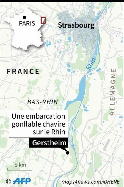 Location of Gerstheim (Bas-Rhin) where three people died Thursday after the capsizing of an inflatable boat on the Rhine. 