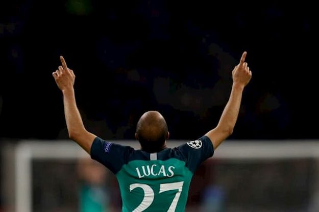 The Brazilian Lucas Moura, author of a hat-trick against Ajax, who sends Tottenham in the final of the Champions League, May 8, 2019 in Amsterdam.