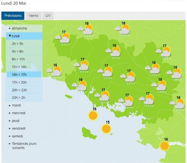 Monday weather forecast for Morbihan