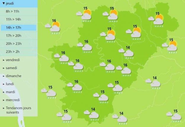 Rain this afternoon and evening across the Charente department 