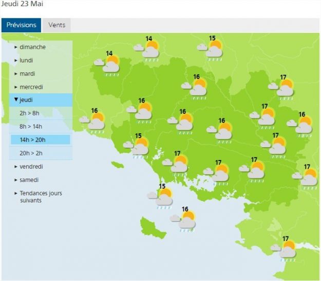 Thursday weather forecast for Morbihan