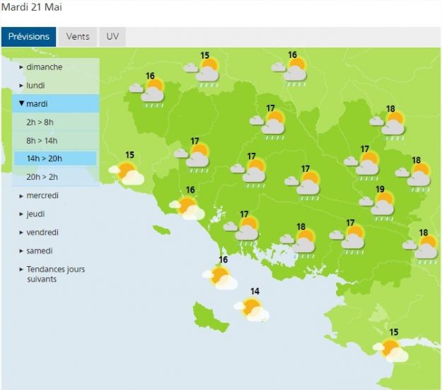 Tuesday weather forecast for morbihan