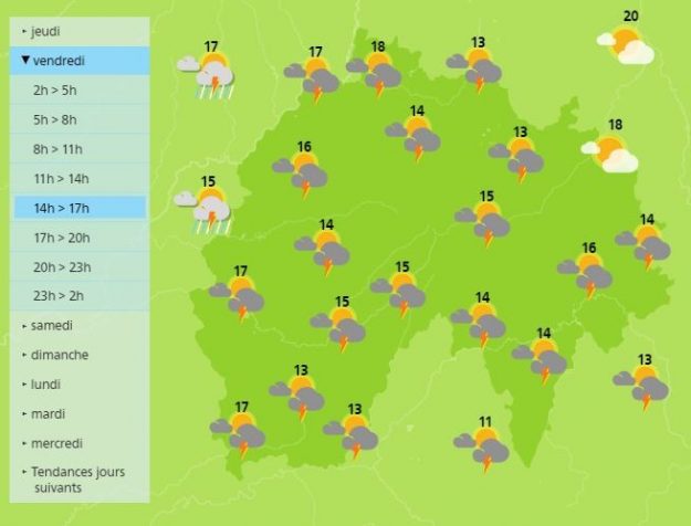 Storms return today to the Cantal department