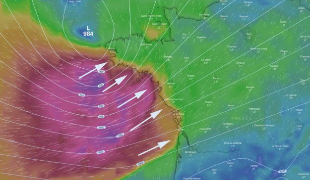 Weather forecast for strong winds from Wednesday afternoon