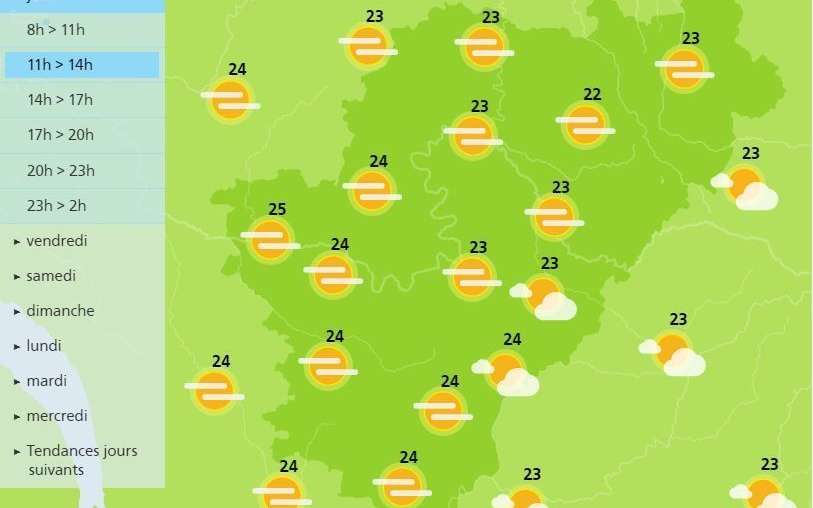 Weather in Charente this Thursday 23rd May