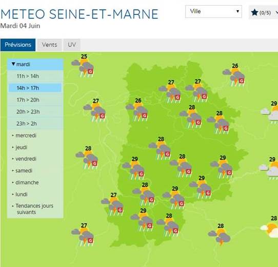 Hail forecast for the Seine-et-Marne, this Tuesday 4th June