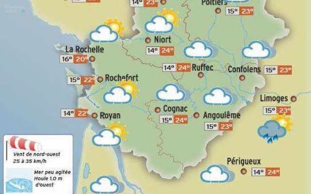 The weather in Charente this Thursday 20th June