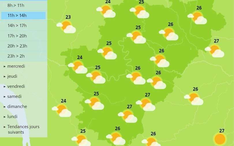 The weather in Charente will be rather beautiful today