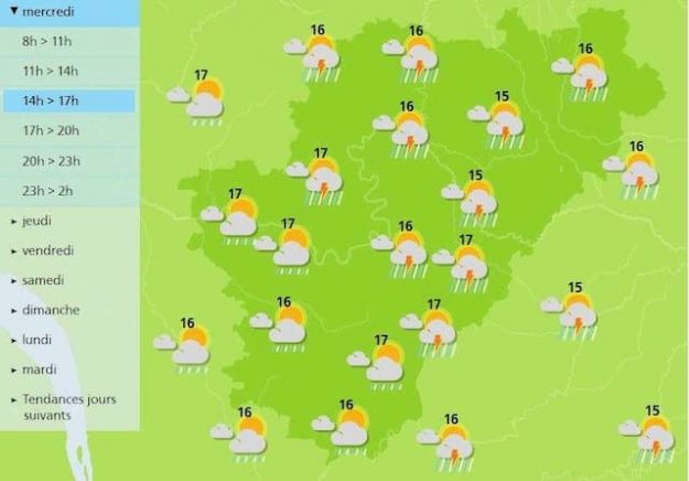 This afternoon, stormy showers are forecast for the weather in Charente