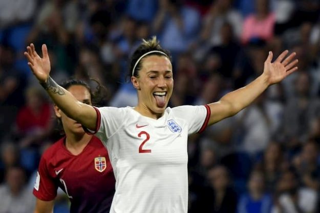 English defender Lucy Bronze scorer in the quarter-final of the World Cup against Norway, Le Havre, June 27, 2019. 
