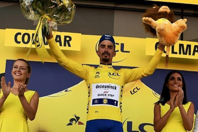 Frenchman Julian Alaphilippe still in yellow after the 5th stage of the Tour de France, July 10, 2019 in Colmar.