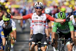 Australian Caleb Ewan wins the 16th stage of the Tour de France on July 23, 2019.
