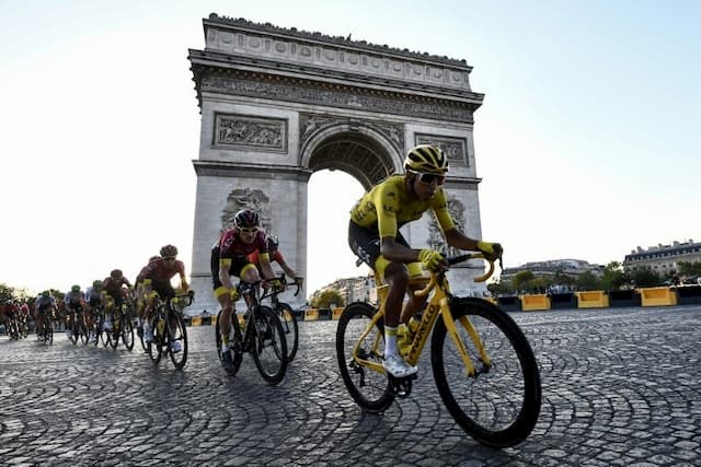 Colombian Egan Bernal wins the Tour de France on July 28, 2019.