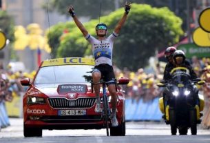 Italy's Matteo Trentin wins the 17th stage of the Tour de France on July 24, 2019 in Gap.