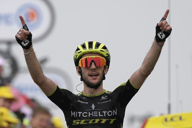 The Briton Simon Yates wins at the 15th stage of the Tour de France on 21 July 2019.