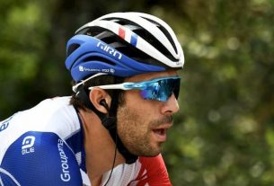 The Frenchman Thibaut Pinot, at the 18th stage of the Tour de France, between Embrun and Valloire, July 25th