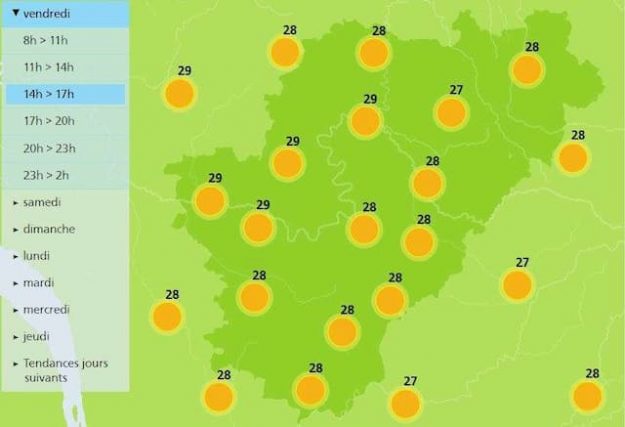 Afternoon forecast for the weather in Charente 