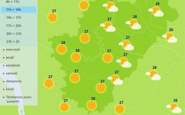 Weather in Charente for Tuesday 16th July
