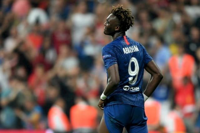 Chelsea striker Tammy Abraham disappointed after missing his shot at goal against Liverpool in the European Supercup on August 14, 2019 in Istanbul 