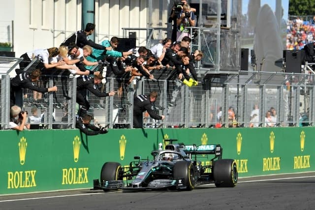 Britain's Lewis Hamilton wins the Hungarian F1 GP on August 4, 2019.