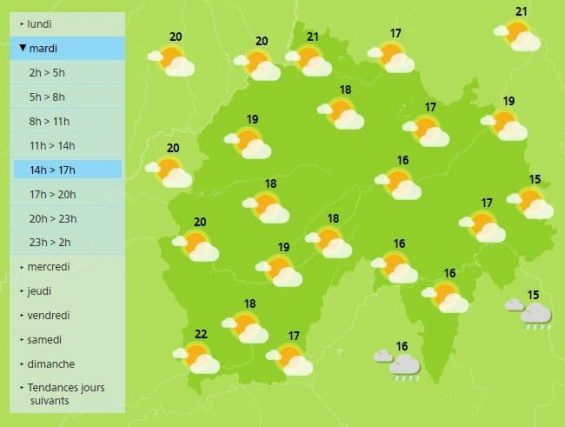 Return of the sun in the course of the afternoon. in Cantal