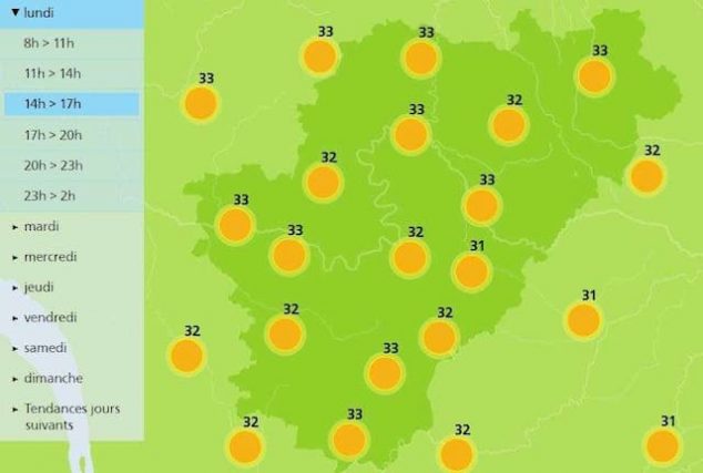 A warm afternoon is forecast for the weather in Charente