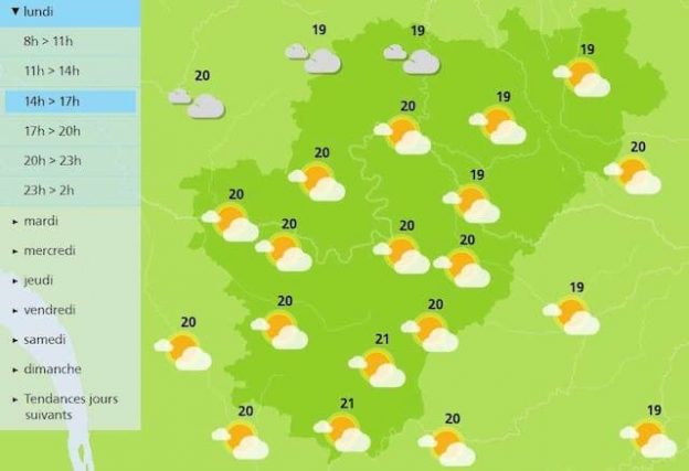 The afternoon forecast for the weather in Charente 