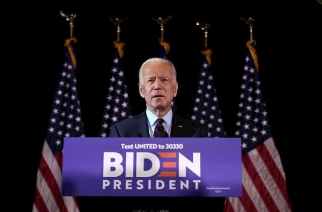 Former US Vice President Joe Biden, favorite of the Democratic primary, Tuesday in Wilmington