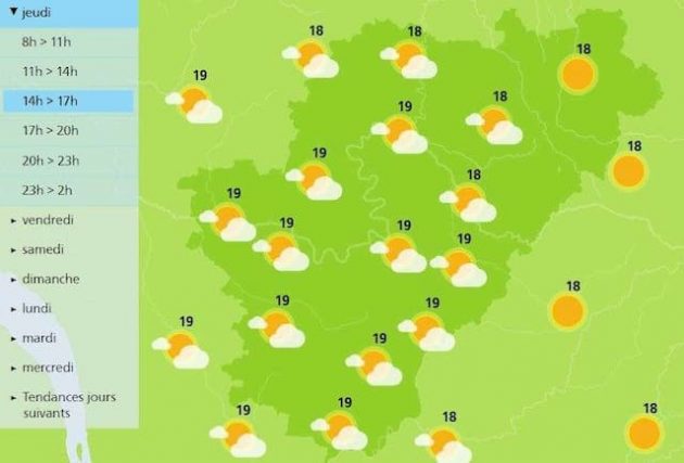 The afternoon forecast for the weather in Charente 