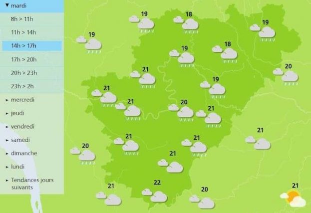 The afternoon weather in Charente will be wet an