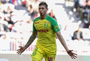 The Argentine striker of Nantes Emiliano Sala during the match in Nice on February 18, 2018.