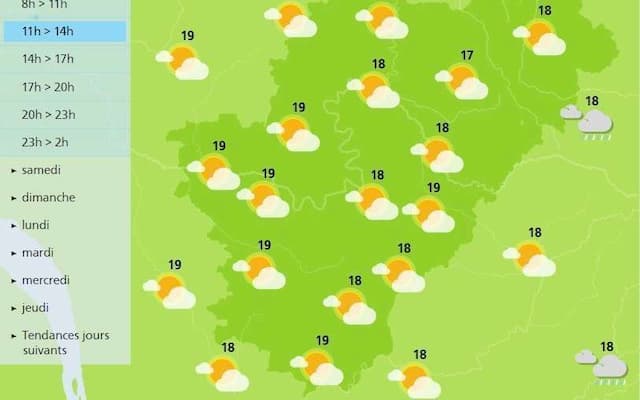 The weather in Charente will be a mixture of clouds and sunshine