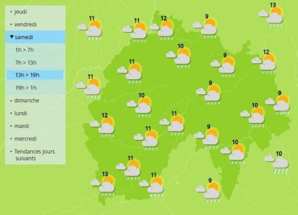 A few clearings for this Saturday in Cantal. (© Météo France)