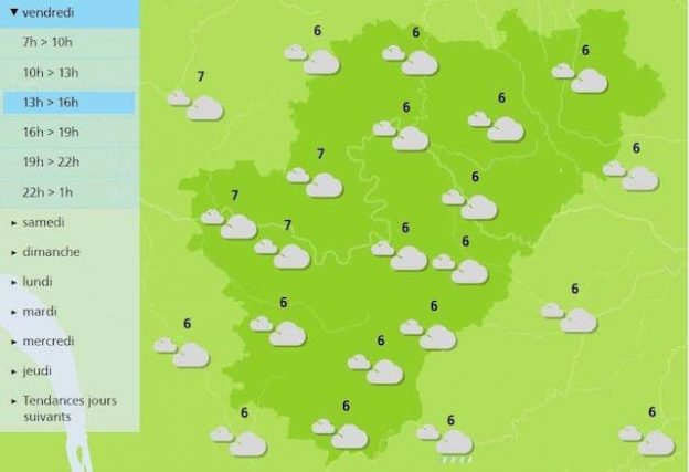 The afternoon forecast for the weather in Charente