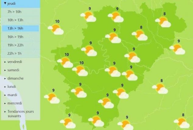 Afternoon forecast for the weather in Charente 