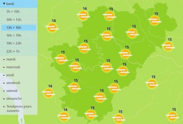 Afternoon forecast for the weather in Charente 