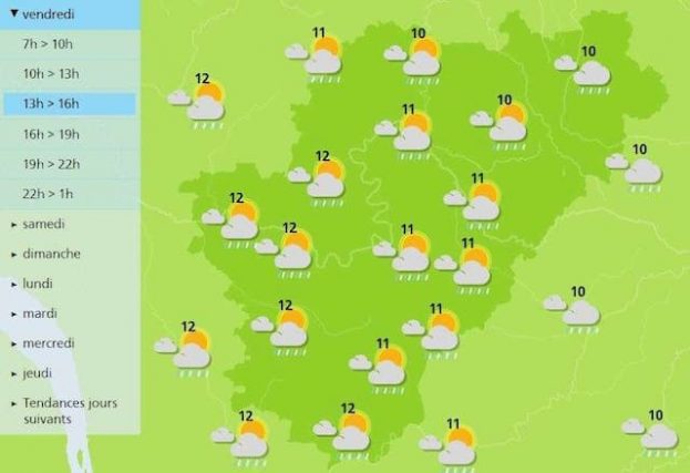 Afternoon forecast for the weather in Charente