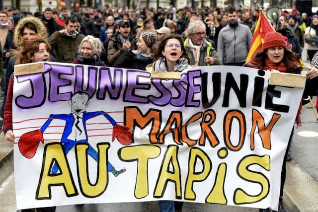 Demonstration in Saint-Herblay, near Nantes, on December 12, 2019