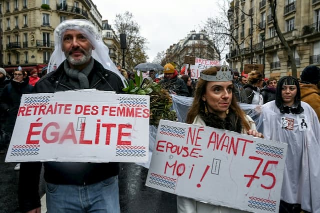 Demonstration in Paris, December 12, 2019 against the pension reform.